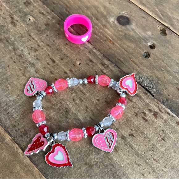 Girls Jewelry set of 5 Multicolor Bohemian Pink Heart - Picture 9 of 12